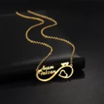 24k Gold Plated Personalized With Infinity Couple Heart Couple Name Necklace (CN-22)