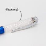 Customize Name On Blue Ball Pen With Diamonds
